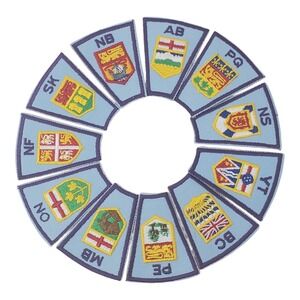 Vintage Scouts Canada Provinces Territories Embroidered Patches Shield Set Lot